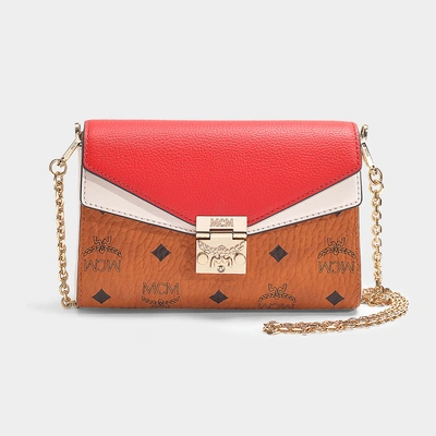 Mcm Millie Medium Leather & Canvas Crossbody Bag - Red In Ruby Red