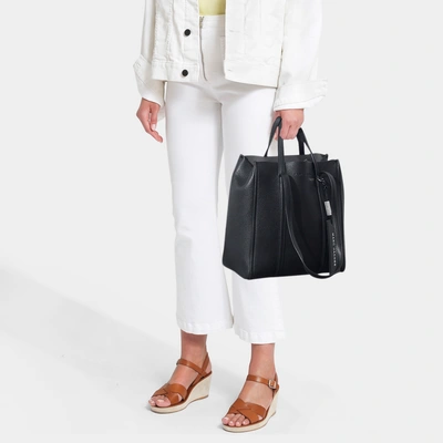 Shop Marc Jacobs | The Tag Tote 27 In Black Split Cow Leather With Polyurethane Coating In Beige