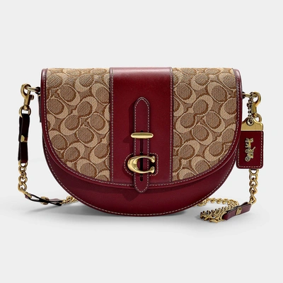 Coach | Saddle Bag 24 In Tan Scarlet Signature Jacquard | ModeSens