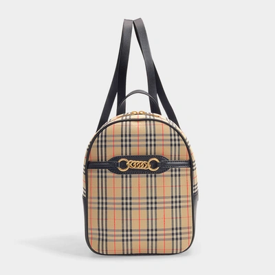 Shop Burberry | The Link Backpack In Vintage Check Cotton And Black Leather