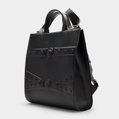 Shop Versace | Tribute X Hybrid Backpack And Tote Bag In Black Calf Leather