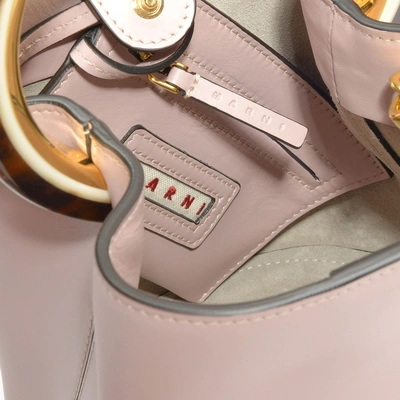 Shop Marni Pannier Bag In Quartz Calfskin