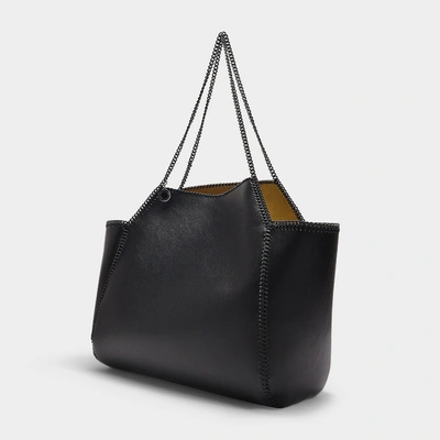 Shop Stella Mccartney | Falabella Thin Chain Medium Tote In Black Eco Leather In Brown