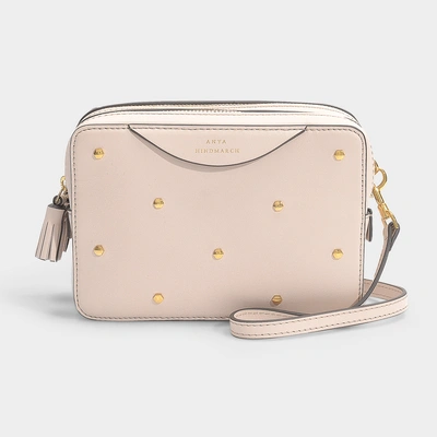 Shop Anya Hindmarch Double Zip Wallet On Strap Hexagon Studs In Light Rose Circus Leather