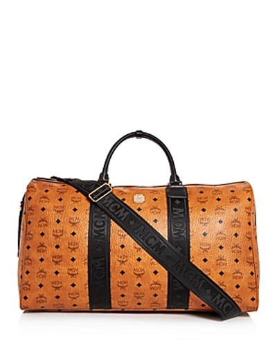 Shop Mcm Visetos Traveler Weekender Duffel Bag In Cognac