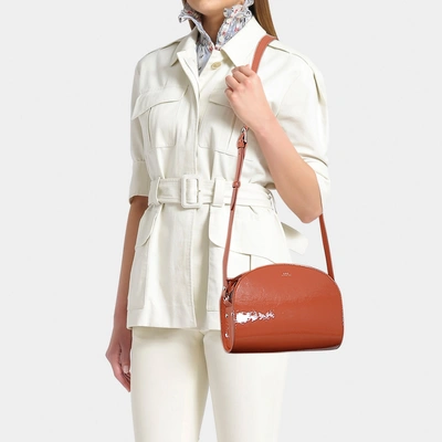 Shop Apc A.p.c. | Demi-lune Bag In Orange Patent Leather
