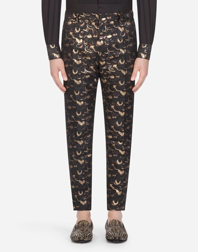 Shop Dolce & Gabbana Lurex Jacquard Pants In Black