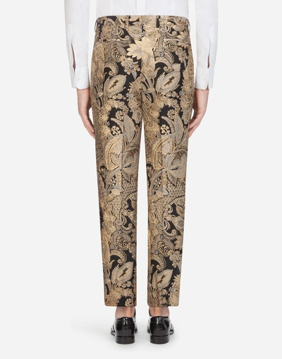 Shop Dolce & Gabbana Lurex Jacquard Pants In Gold