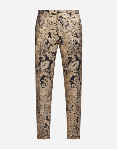 Shop Dolce & Gabbana Lurex Jacquard Pants In Gold