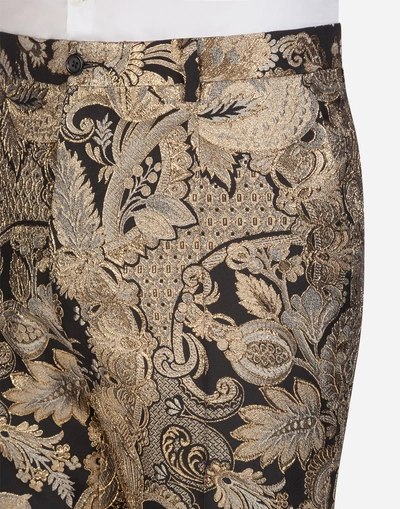 Shop Dolce & Gabbana Lurex Jacquard Pants In Gold