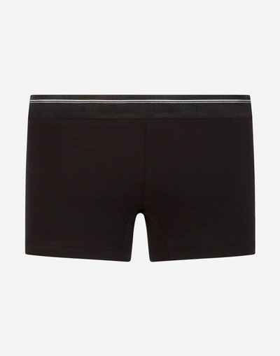 Shop Dolce & Gabbana Boxers In Stretch Cotton Pima With Crown Print In Black