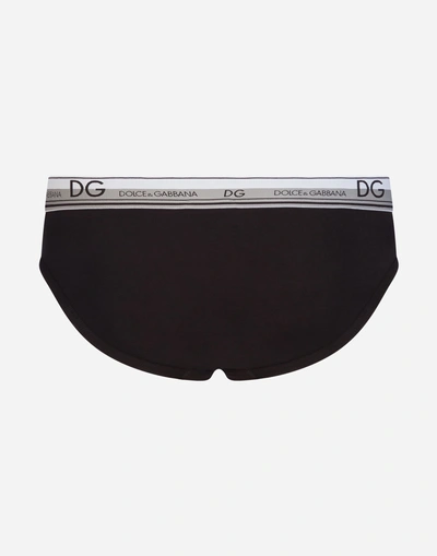 Shop Dolce & Gabbana Stretch Cotton Midi Briefs In Black