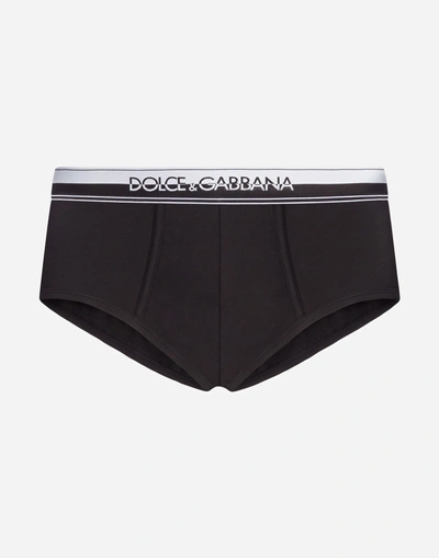 Shop Dolce & Gabbana Brando Briefs In Stretch Cotton In Black