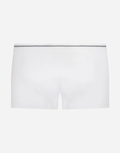 Shop Dolce & Gabbana Boxers In Stretch Cotton Pima With Crown Print In White