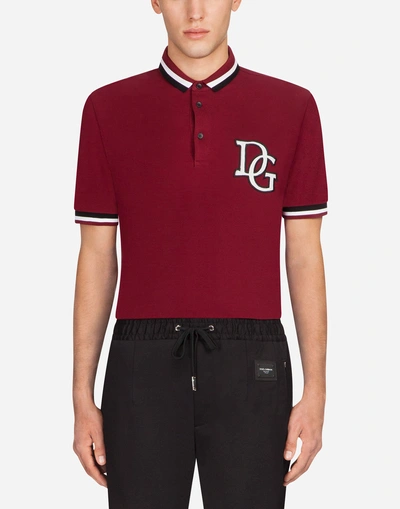 Shop Dolce & Gabbana Cotton Piqué Polo With Logo In Red