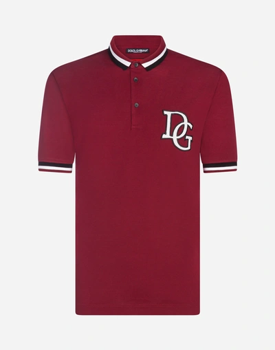 Shop Dolce & Gabbana Cotton Piqué Polo With Logo In Red