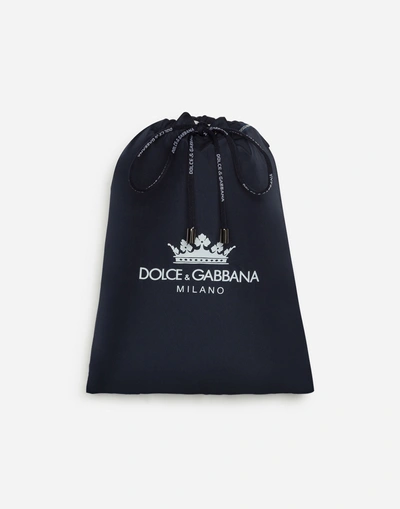 Shop Dolce & Gabbana Swimming Briefs With Crown Print And Pouch Bag In Blue