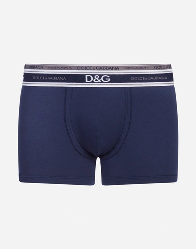 Shop Dolce & Gabbana Cotton Jersey Boxers In Blue