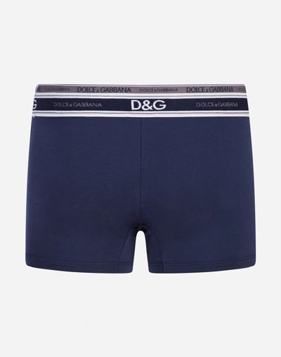 Shop Dolce & Gabbana Cotton Jersey Boxers In Blue