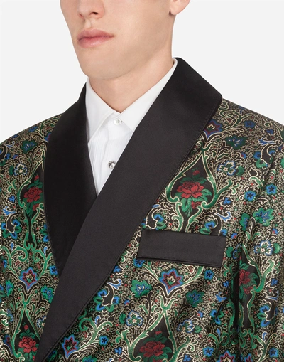 Shop Dolce & Gabbana Jacquard Tuxedo Jacket In Gold