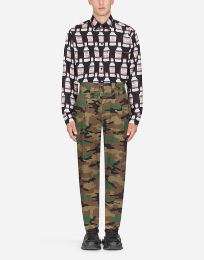 Shop Dolce & Gabbana Camouflage Cotton Pants In Multi-colored