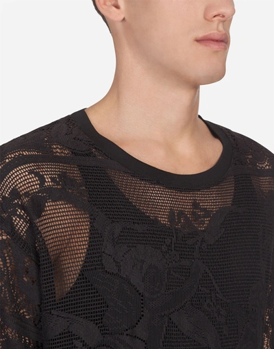 Shop Dolce & Gabbana Embroidered Cotton T-shirt In Black