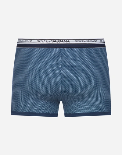 Shop Dolce & Gabbana Micro-design Printed Boxers In Cotton Jersey In Multi-colored