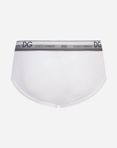 Shop Dolce & Gabbana Stretch Cotton Midi Briefs In White