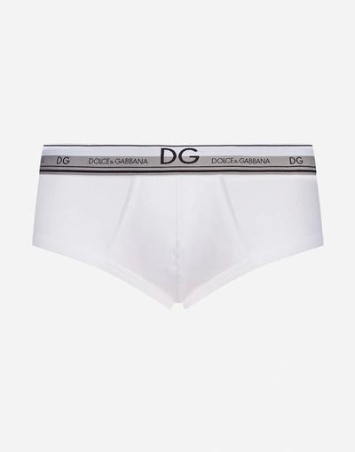 Shop Dolce & Gabbana Brando Stretch Cotton Briefs In White