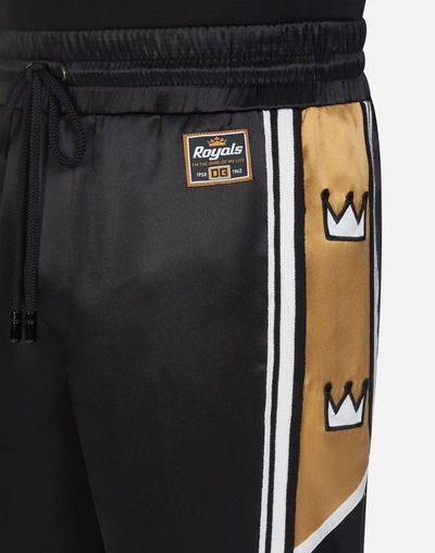 Shop Dolce & Gabbana Satin Jogging Pants With Patch In Black