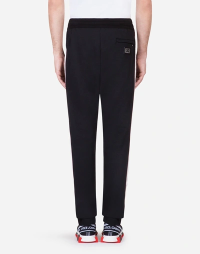 Shop Dolce & Gabbana Jogging Trousers In Cotton With Branded Label In Black