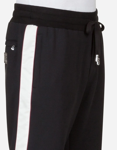 Shop Dolce & Gabbana Jogging Trousers In Cotton With Branded Label In Black