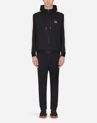 Shop Dolce & Gabbana Jogging Trousers In Cotton With Branded Label In Black