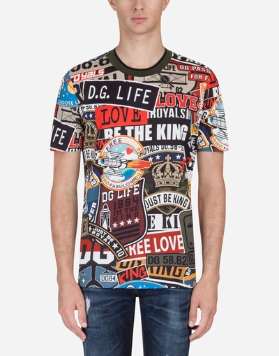 Shop Dolce & Gabbana T-shirt In Printed Cotton In Multi-colored