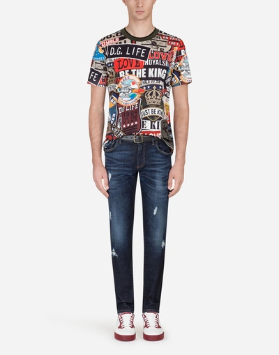 Shop Dolce & Gabbana T-shirt In Printed Cotton In Multi-colored