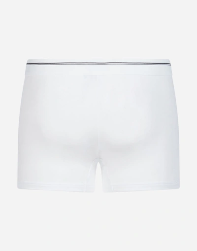 Shop Dolce & Gabbana Boxers In Stretch Cotton Pima With Crown Print In White