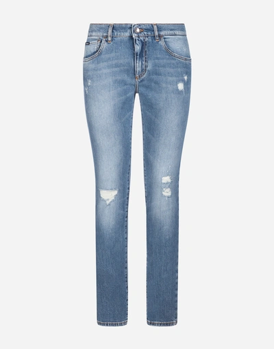 Shop Dolce & Gabbana Skinny Fit Stretch Jeans In Blue