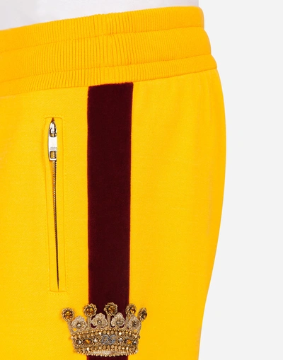 Shop Dolce & Gabbana Cotton Jogging Pants With Patches In Yellow
