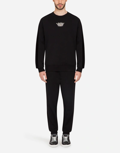 Shop Dolce & Gabbana Cotton Jogging Pants With Patches In Black