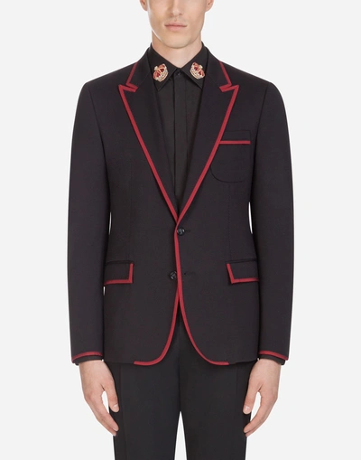 Shop Dolce & Gabbana Jersey Blazer In Black