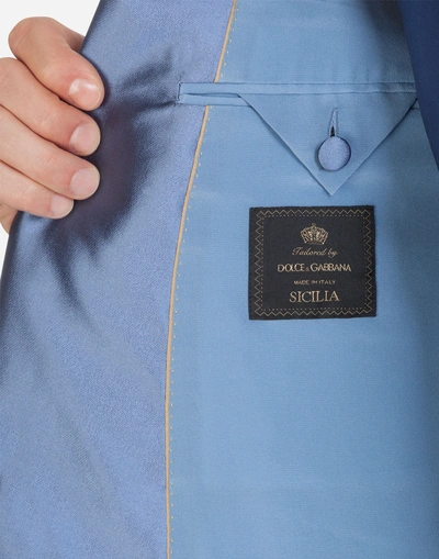 Shop Dolce & Gabbana Sicilia Suit In Mikado Silk In Azure