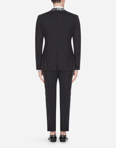 Shop Dolce & Gabbana Martini Tuxedo Suit In Stretch Wool In Black