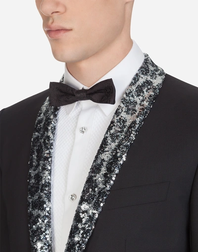 Shop Dolce & Gabbana Martini Tuxedo Suit In Stretch Wool In Black