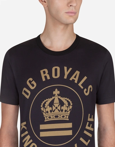 Shop Dolce & Gabbana T-shirt In Cotton With Dg Royals Print In Black