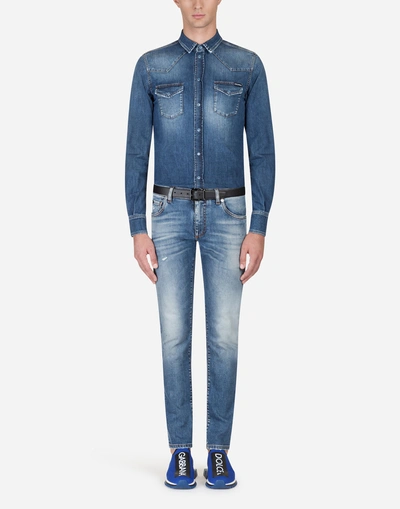 Shop Dolce & Gabbana Stretch Jeans Skinny Fit In Blue