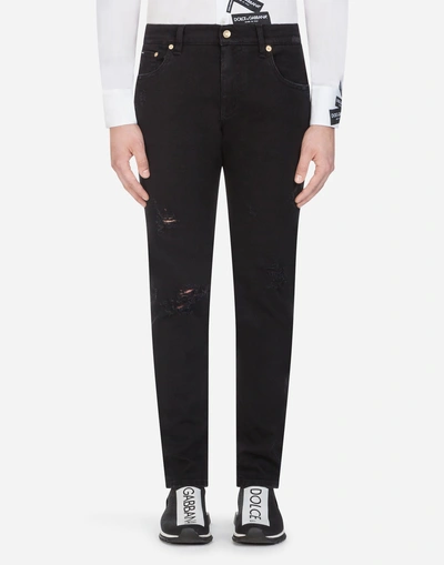 Shop Dolce & Gabbana Skinny Fit Stretch Jeans In Black