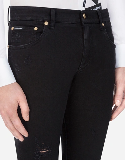 Shop Dolce & Gabbana Skinny Fit Stretch Jeans In Black