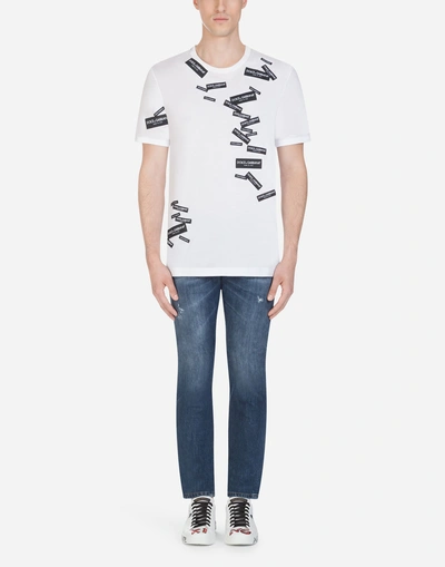 Shop Dolce & Gabbana Cotton T-shirt With Patches In White