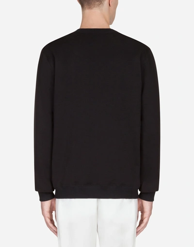 Shop Dolce & Gabbana Sweatshirt In Cotton With Patch In Black