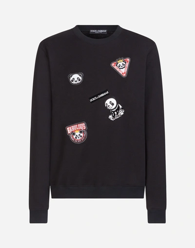 Shop Dolce & Gabbana Sweatshirt In Cotton With Patch In Black